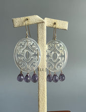 Load image into Gallery viewer, Carved Mother of Pearl, Amethyst 14KGF Earrings