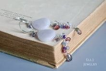 Load image into Gallery viewer, [EXCLUSIVE] Type A Burmese Lavender Jadeite Flat Teardrops, RARE Purple Sapphire, Tourmaline Gemstone 925 Silver Earrings