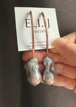 Load image into Gallery viewer, Silver Baroque Pearls 14KRGF Long Dangle