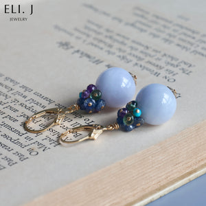 Lavender Type A Burmese Jadeite Balls & Gemstone Earrings