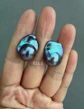 Load image into Gallery viewer, #12: Peacock Black Baroque Pearl Earring Studs