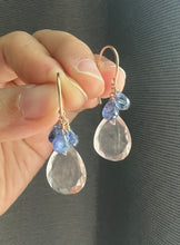 Load image into Gallery viewer, Rose Quartz, Tanzanite 14KRGF Earrings