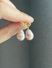 Load image into Gallery viewer, Small Pink-Peach Rainbow Edison Pearl Knot Earrings