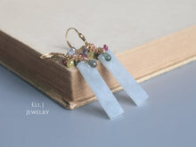 Load image into Gallery viewer, [EXCLUSIVE] Type A Burmese Lavender Jade Bars, 0.7ct Yellow Diamonds, RARE Purple Sapphire, 14KGF Earrings