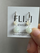Load image into Gallery viewer, Jade Balls, MOP Roses Silver Earrings