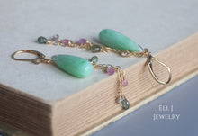 Load image into Gallery viewer, [EXCLUSIVE] Type A Burmese Jadeite Drops, Sapphire 14KGF Earrings