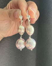Load image into Gallery viewer, [RARE] Flawless Large Rainbow Pink Freshwater Pearl Double 925 Silver Earrings