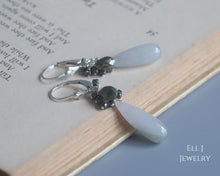 Load image into Gallery viewer, [EXCLUSIVE] Type A Lavender Burmese Jadeite Drops, Black Diamonds, Pyrite 925 Silver Earrings