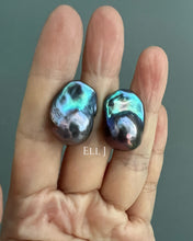 Load image into Gallery viewer, #9: Peacock Black Baroque Pearl Earring Studs