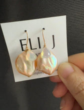 Load image into Gallery viewer, Large Peach Keshi Pearls Opal Earrings 14KGF