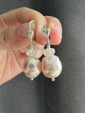 Load image into Gallery viewer, Large Soft Pink Rainbow, Rainbow Moonstone 925 Silver Earrings