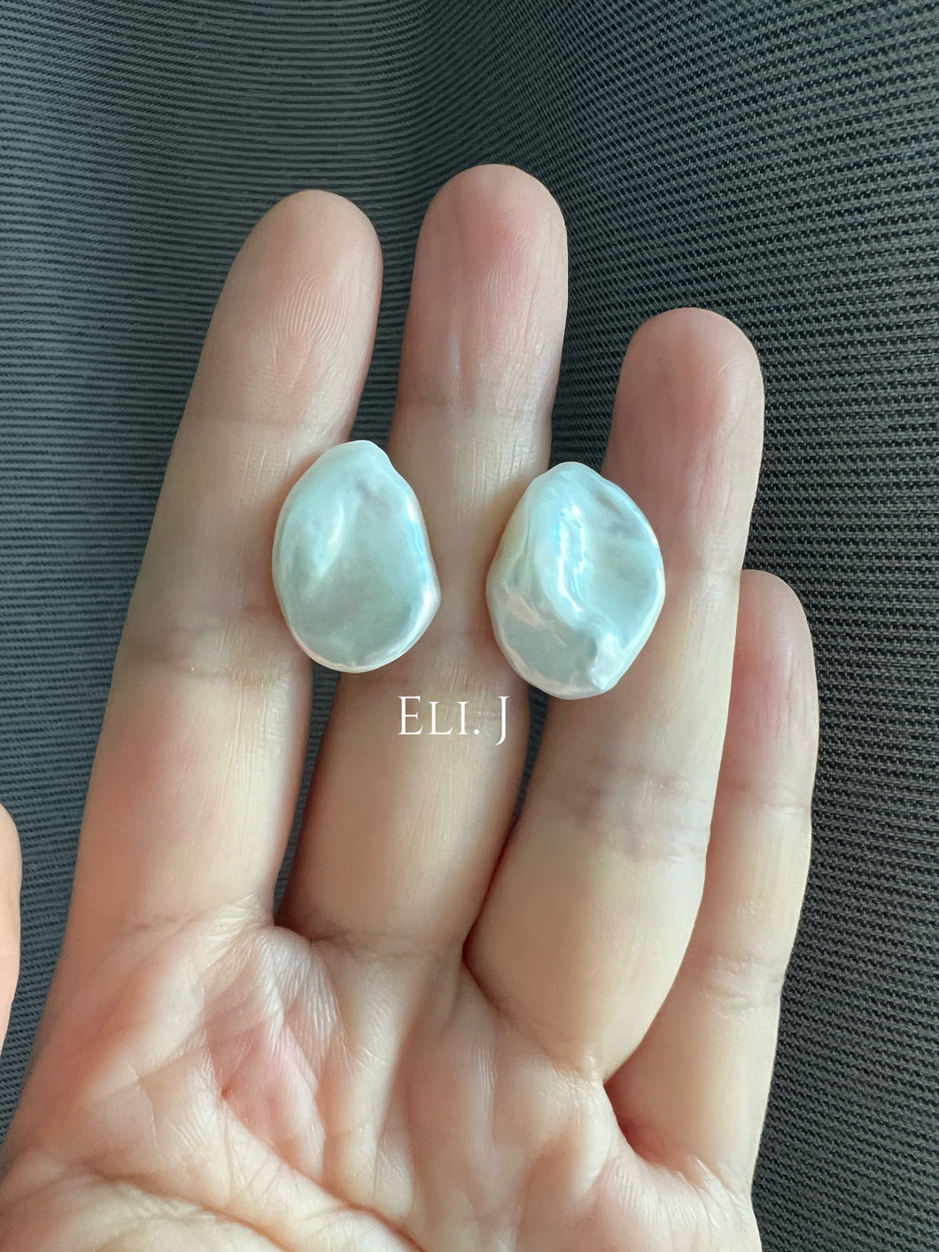 X Large Ivory Keshi Pearl Earring Studs