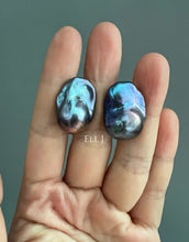 Load image into Gallery viewer, #10: Peacock Black Baroque Pearl Earring Studs