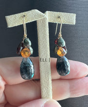 Load image into Gallery viewer, Black Rutile, Orange Garnet, Pyrite, Garnet 14KGF Earrings