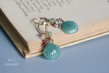 Load image into Gallery viewer, Type A Burmese Green Jadeite Shells &amp; Gems 14KGF Earrings