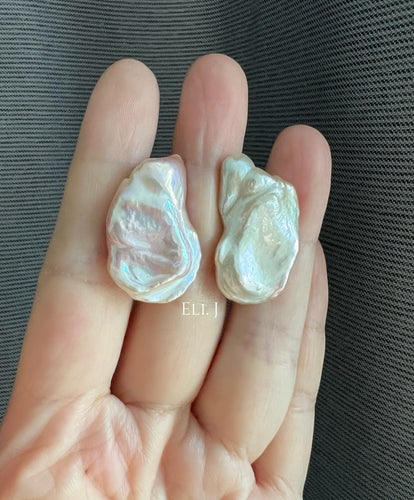 [VERY RARE] XL Keshi Pearl (Natural Pink-Peach Color) Earring Studs