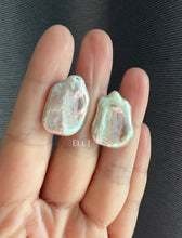 Load image into Gallery viewer, Large Pink Rectangular Keshi Pearl Earring Studs