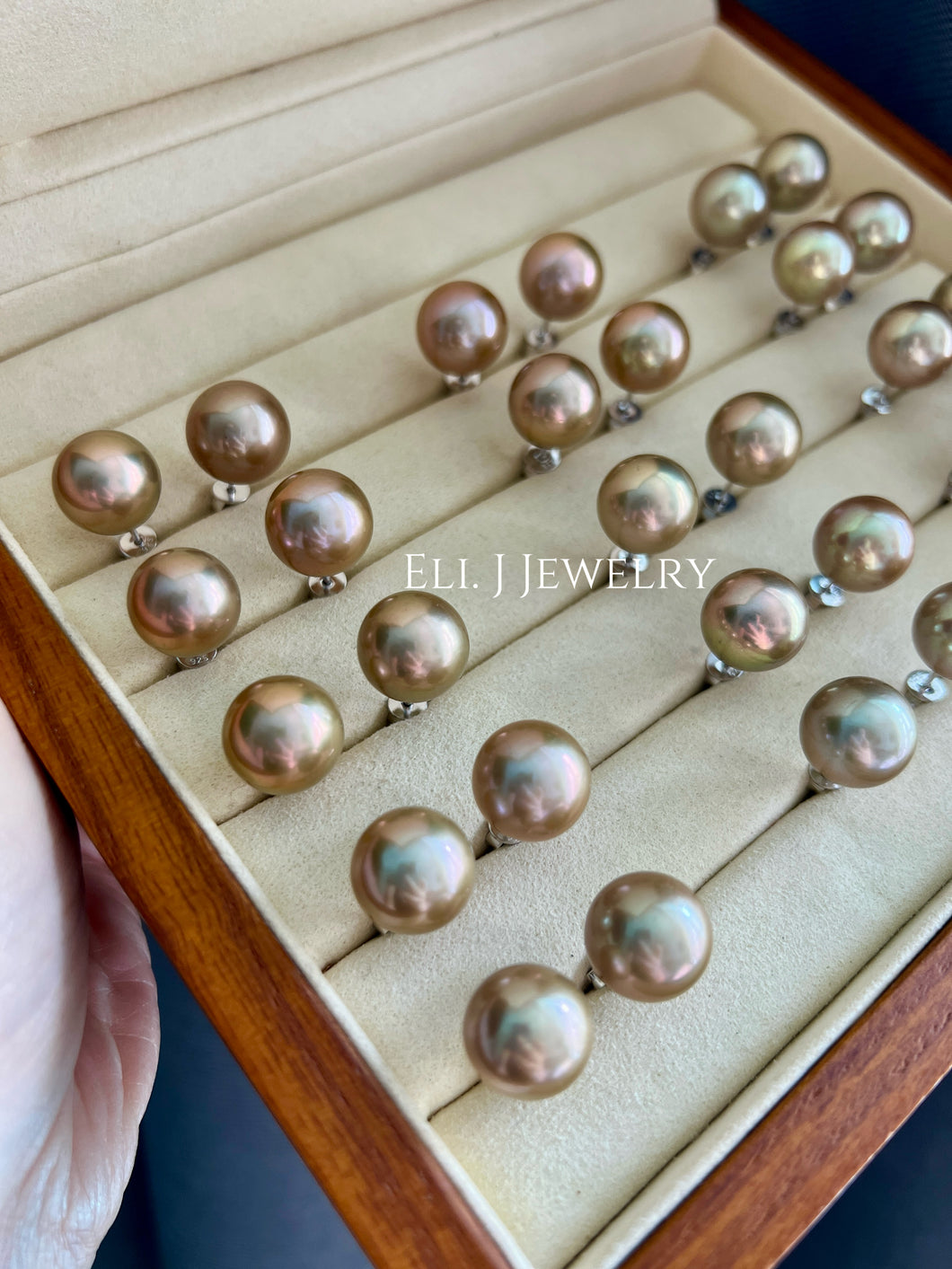 [NEW!] GOLDEN: Large Statement Golden Freshwater Pearl Earring Studs 925 Silver