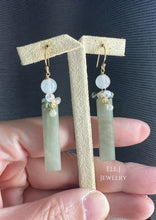 Load image into Gallery viewer, [EXCLUSIVE] Type A Burmese Green Jade Bars, Icy Jade Balls, 0.64ct Silver Diamond Drops, Gems 14KGF Earrings