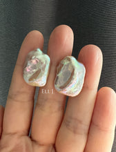 Load image into Gallery viewer, Large Pink Rectangular Keshi Pearl Earring Studs