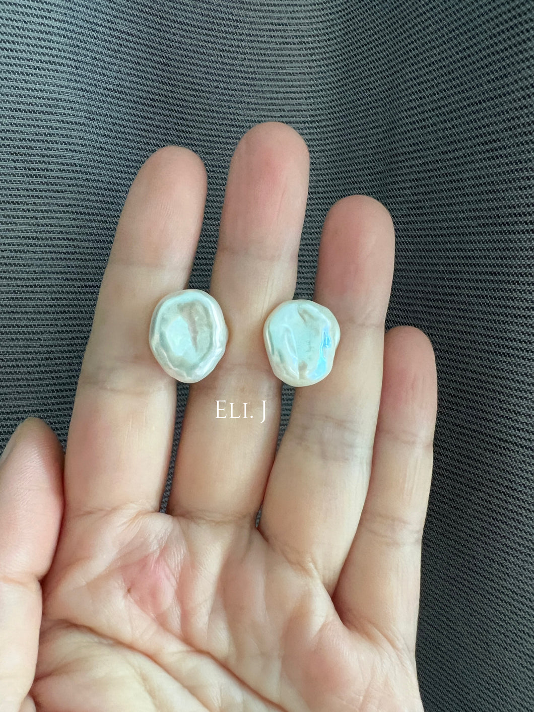 Large Ivory Keshi Pearl Studs