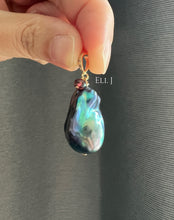 Load image into Gallery viewer, Black Peacock Baroque Pearls, Tourmaline Pendant