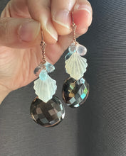 Load image into Gallery viewer, Smoky Quartz, Mother-of-Pearl Shells, Rose Quartz 14KRGF Earrings