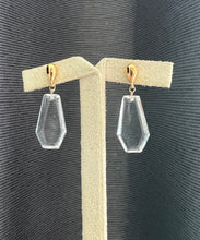 Load image into Gallery viewer, Clear Quartz Portrait Cut Gold Earrings
