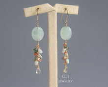 Load image into Gallery viewer, [EXCLUSIVE] Type A Burmese Green Jadeite Ovals, Opal, Zircon, Gems 14KGF Earrings