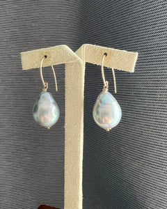 Silver-Rainbow Large Pearls 14KRGF Earrings