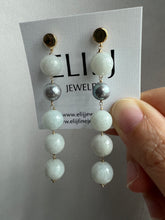 Load image into Gallery viewer, Jade Balls, Silver Akoya Pearl Dangle Earrings