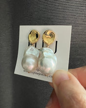 Load image into Gallery viewer, Ivory Baroque Pearl Earrings 14KGF