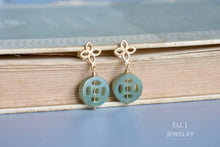 Load image into Gallery viewer, Type A Burmese Green Jadeite Coin Earrings