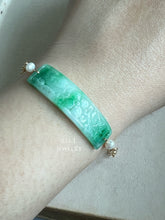 Load image into Gallery viewer, [EXCLUSIVE] Type A Burmese Green Jade Bar, Pearl Bracelet 14KGF