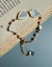 Load image into Gallery viewer, Treasure: Mother of Pearl Shells &amp; Roses, Pearls 14KGF Bracelet