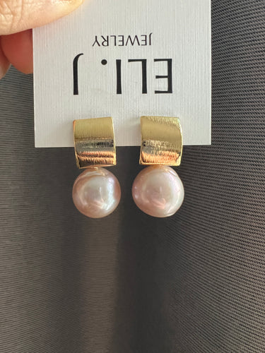 Large Pink Pearls Modern Earrings