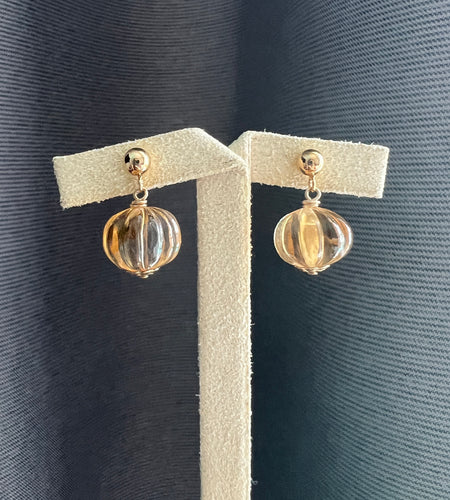 Citrine Pumpkin 14kGF Earring Studs