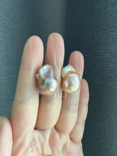 Load image into Gallery viewer, #9: Top Purple-Golden Rainbow Freshwater Baroque Pearl Earring Studs