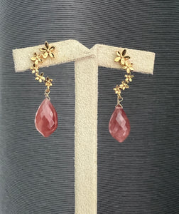 Rhodocrosite Drops Floral Cascade Studs