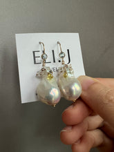 Load image into Gallery viewer, Ivory Baroque Pearls, Yellow Sapphire, Gemstone 14KGF Earrings