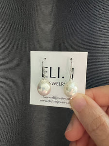 Ivory Rainbow Pearl Silver Earrings