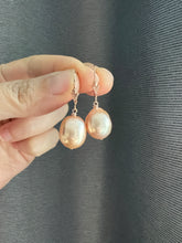 Load image into Gallery viewer, Super Lustrous Peach Pearls 14KRGF Earrings