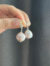 Load image into Gallery viewer, Large Sweet Pink Pearls 925 Silver Heart Earrings