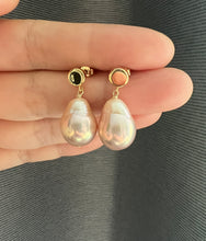 Load image into Gallery viewer, Rainbow Peach Golden Freshwater Pearl Earrings