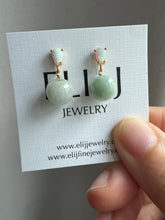 Load image into Gallery viewer, Mismatched Jade and Manmade Opal Earrings