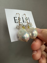 Load image into Gallery viewer, Ivory Baroque Pearls, Yellow Sapphire, Gemstone 14KGF Earrings