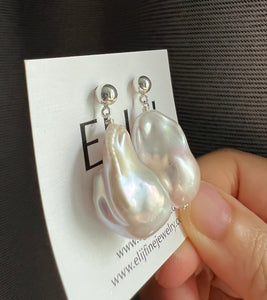 Ivory Baroque Pearl Earrings 925 Silver