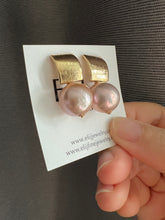 Load image into Gallery viewer, Large Pink Edison Pearls, Modern Curved Stud Earrings