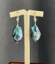 Load image into Gallery viewer, Black Peacock Baroque Pearls 925 Silver Earrings