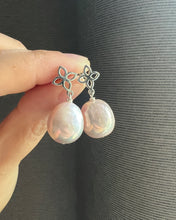 Load image into Gallery viewer, Rare Large Sweet Pink Edison Pearl Fleur de Lis Earrings